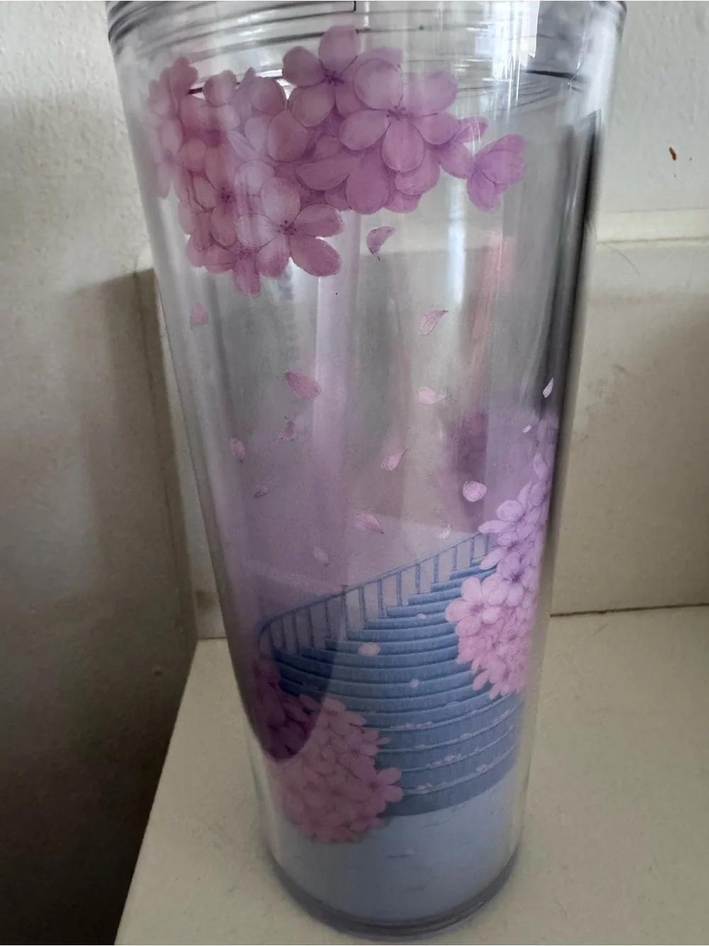 Starbucks Pink Cherry Blossom Double-Wall Travel Tumbler with Straw